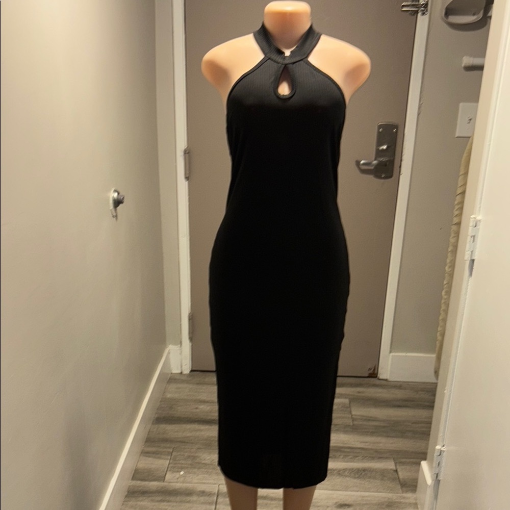 Black Ruched Cut Out Bodycon Dress